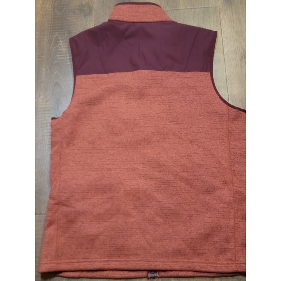 Under Armour Mens Vest Large LG Full Zip Sleeveless Jacket Maroon Fleece Top - Picture 7 of 7